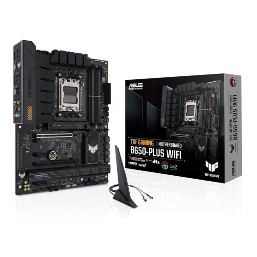 ASUS TUF GAMING B650-PLUS WIFI AMD B650 AM5 Ryzen™ Desktop 9000 8000 and 7000 ATX motherboard, 14 power stages, PCIe® 5.0 M.2 , DDR5 memory, WiFi 6 and 2.5 Gb Ethernet, USB4® support Aura Sync